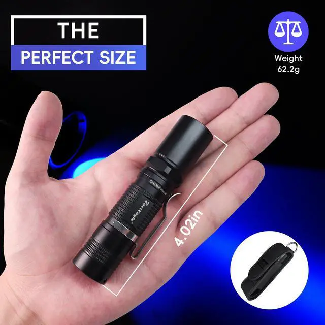 Alt view image 6 of 7 - 365nm Black Light Flashlight, UV Flashlight, Black Light Flashlight Mini for Pet Urine Detection, Resin Curing, Blood Tracking, A/C Leak, Scorpion, Uranium Glass