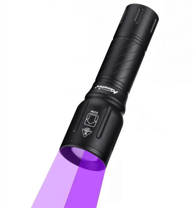 Main image of X97 Dual UV Flashlight 365nm & 395nm Blacklight, Zoomable USB Rechargeable LED Ultraviolet Light with Battery and Charger, Aluminum Alloy Stain Detector for Pet Urine,Resin Curing,Rocks