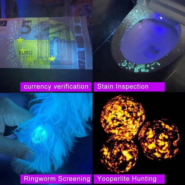 Alt view image 2 of 6 - Blacklight Flashlight 365nm UV Black Light Ultra Violet Filtered LEDs for Yooperlite Hunting, Pet Urine Detection, Resins, Scorpions, Car Leaks