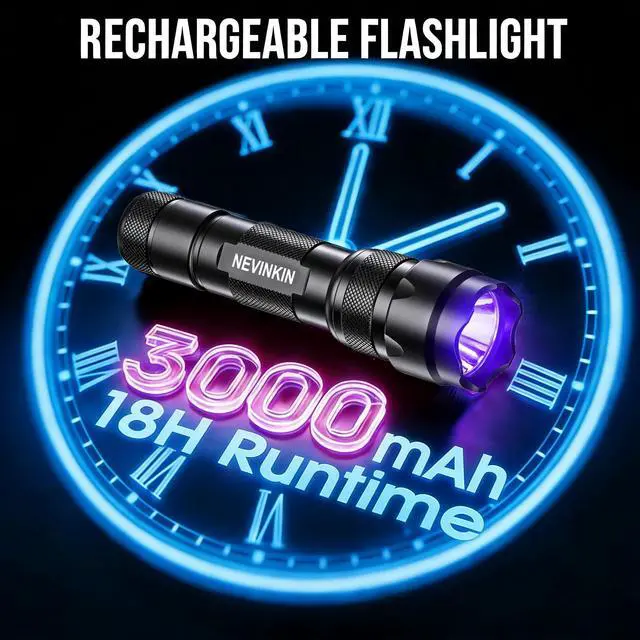 Alt view image 6 of 7 - NGE01 365nm UV Black Light Flashlight, Portable One Mode LED Ultraviolet Pocket Flashlight for Pet Urine Stains, Curing UV Glue, Scorpions, Resin, Leak Detection