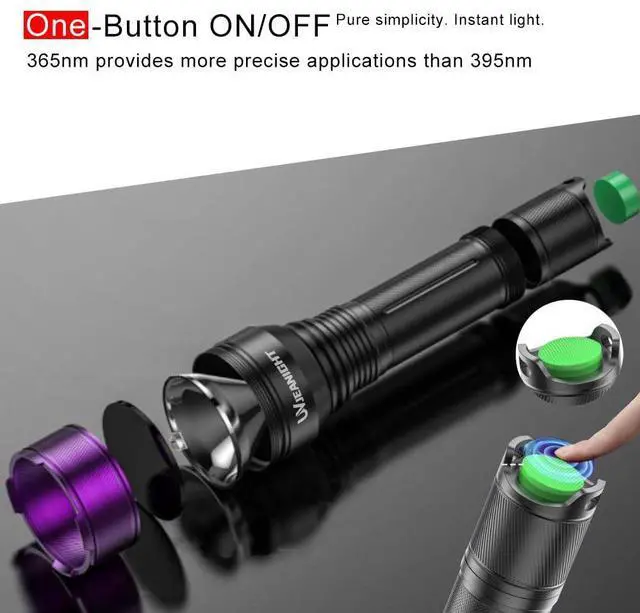 Alt view image 5 of 6 - Blacklight Flashlight 365nm UV Black Light Ultra Violet Filtered LEDs for Yooperlite Hunting, Pet Urine Detection, Resins, Scorpions, Car Leaks
