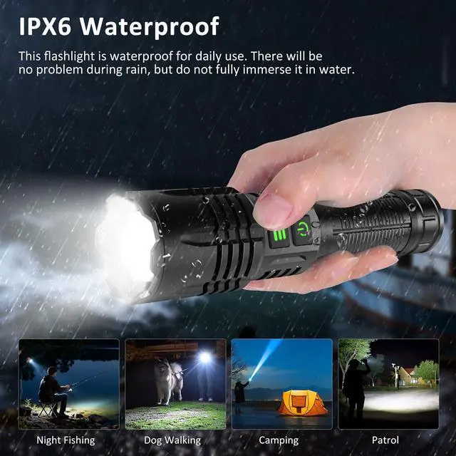 Alt view image 6 of 6 - 365nm UV Light & Led Flashlight Rechargeable, 6 modes Powerful Black Light for Pet Urine Detection, Resin, Rocks, Scorpion,Zoomable Waterproof Tactical Flashlights for Emergencies Camping Dog Walking