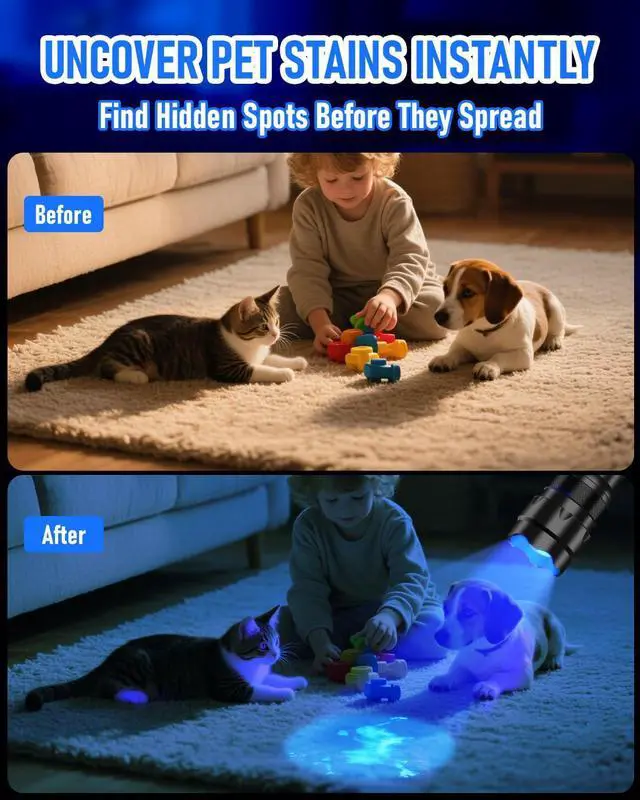 Alt view image 2 of 6 - UV Flashlight 365nm Black Light Flashlight High Power 365 nm Blacklight Pet Urine Detector UV Light for Resin Curing Scorpion Yooperlite Rocks Minerals Uranium Glass