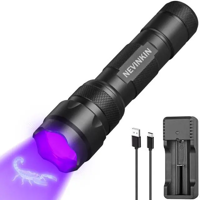 Main image of NGE01 365nm UV Black Light Flashlight, Portable One Mode LED Ultraviolet Pocket Flashlight for Pet Urine Stains, Curing UV Glue, Scorpions, Resin, Leak Detection