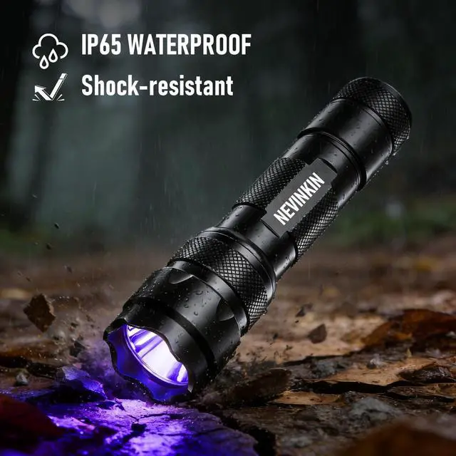 Alt view image 7 of 7 - NGE01 365nm UV Black Light Flashlight, Portable One Mode LED Ultraviolet Pocket Flashlight for Pet Urine Stains, Curing UV Glue, Scorpions, Resin, Leak Detection