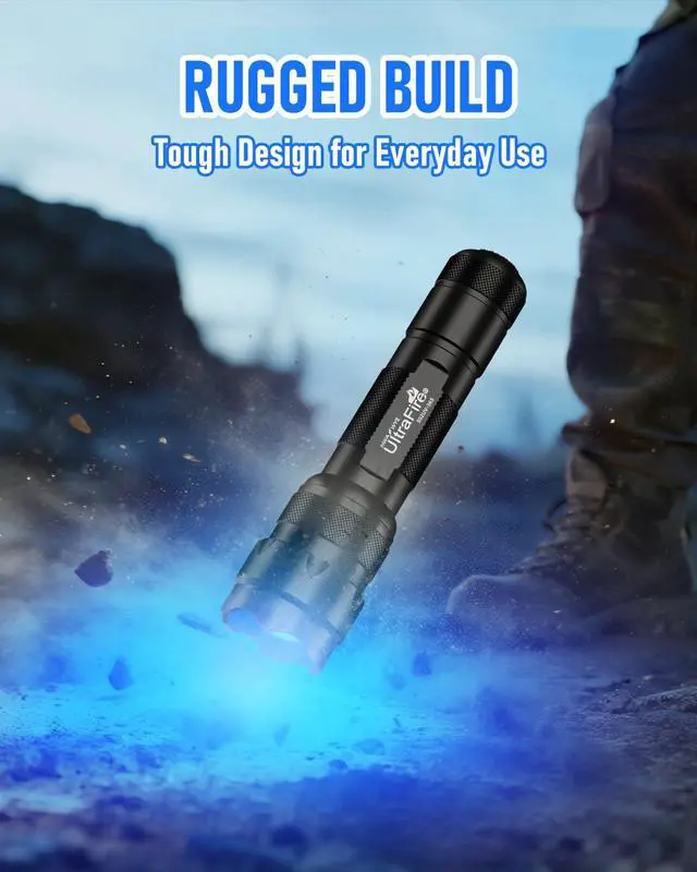 Alt view image 6 of 6 - UV Flashlight 365nm Black Light Flashlight High Power 365 nm Blacklight Pet Urine Detector UV Light for Resin Curing Scorpion Yooperlite Rocks Minerals Uranium Glass