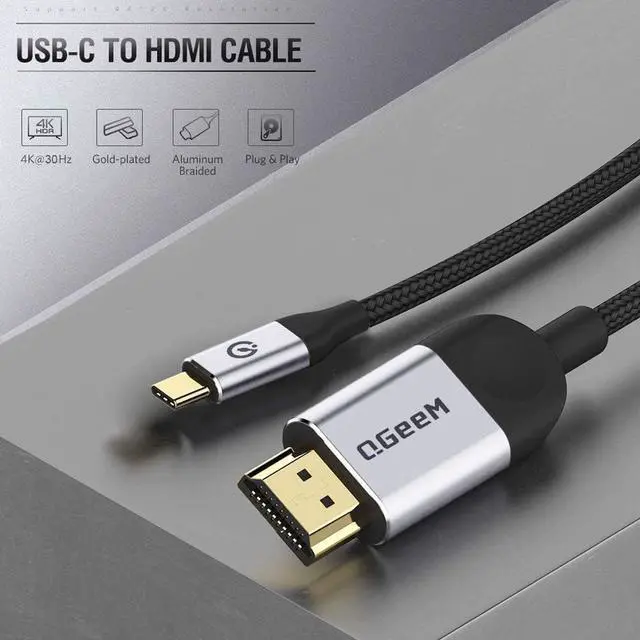 Alt view image 4 of 7 - USB C to HDMI Cable Adapter 6FT 4K, USB Type C to HDMI Thunderbolt 3/4 Compatible for iPhone 16, Galaxy, MacBook Pro/air, IPad pro, Surface,Dell XPS, HP, Thinkpad, Pixelbook, and More-Matte gray