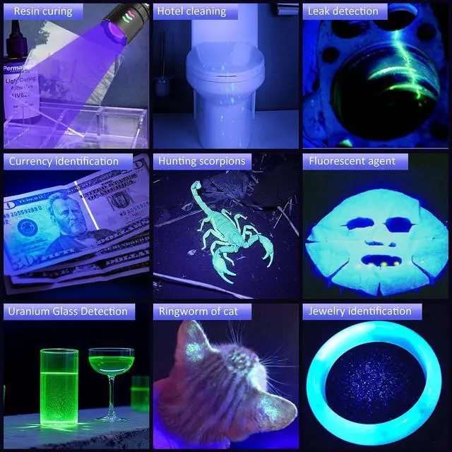 Alt view image 5 of 6 - 365nm UV Light & Led Flashlight Rechargeable, 6 modes Powerful Black Light for Pet Urine Detection, Resin, Rocks, Scorpion,Zoomable Waterproof Tactical Flashlights for Emergencies Camping Dog Walking
