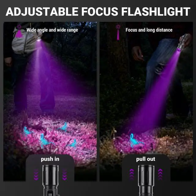 Alt view image 3 of 6 - 2 Pack 365 395nm Dual uv Flashlight for pet Urine Detection UV Dual Wavelength Flashlight with Black Light for Uranium Glass Rocks Scorpion Bathroom Stains Detection UV Light for Minerals