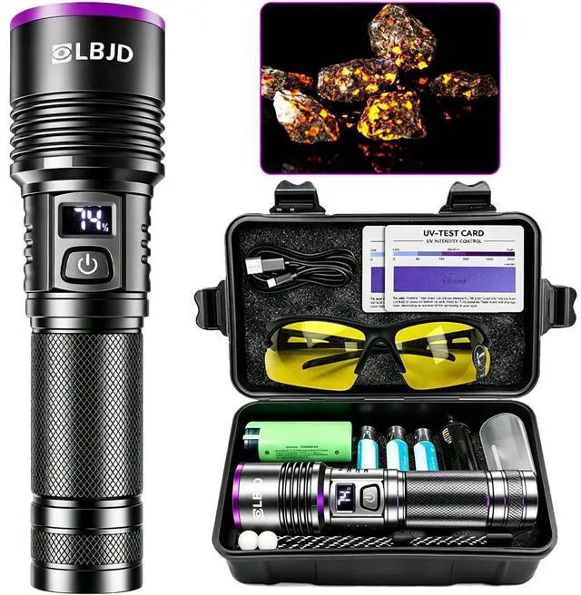 Main image of UV Flashlight, 365nm Blacklight Flashlights Rechargeable with High Capacity Battery, for Pet Urine Detection, Oil Leak, Scorpion, Yooperlite Hunting, Resin Curing