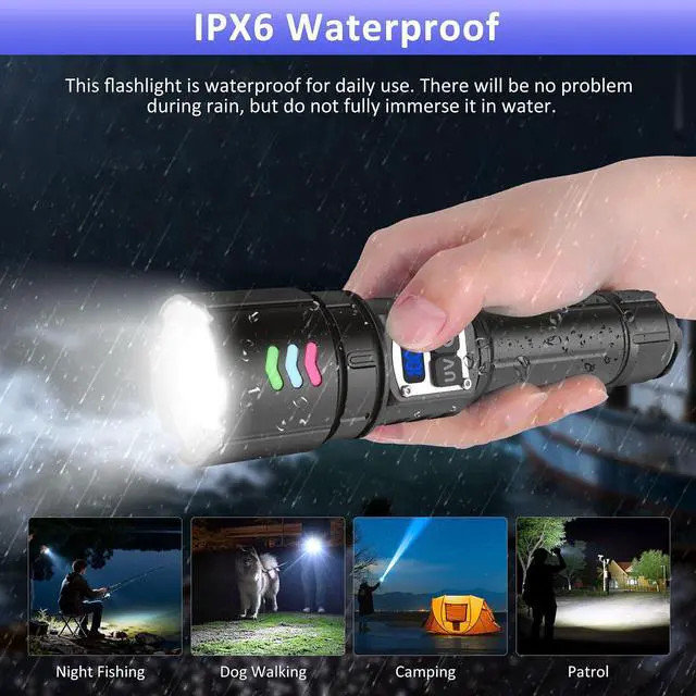 Alt view image 6 of 7 - 365nm UV Flashlight Black Light, Rechargeable 2-in-1 White and Ultraviolet Light Combo, Zoomable LCD Display UV Light for Pet Urine Detection, Resin, Rocks, Scorpion, AC Leak, Camping, Emergencies