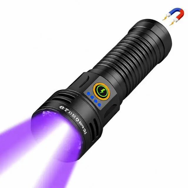 Main image of 2-in-1 Powerful Blacklight LED Flashlight - UV&High Lumens Tactical Rechargeable Flash Light, 7 Modes, 18H Long Lasting, Super Bright Waterproof Detector for Pet Urine Curing Resin Camping Emergencies