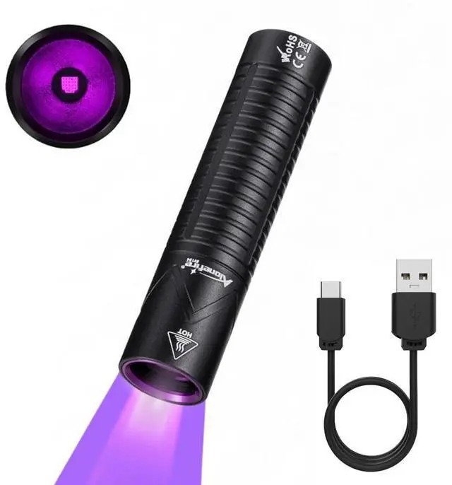 Main image of SV134 365nm UV Blacklight USB-C Rechargeable Mini Flashlight Pet Urine Detector Money Verification Resin Curing
