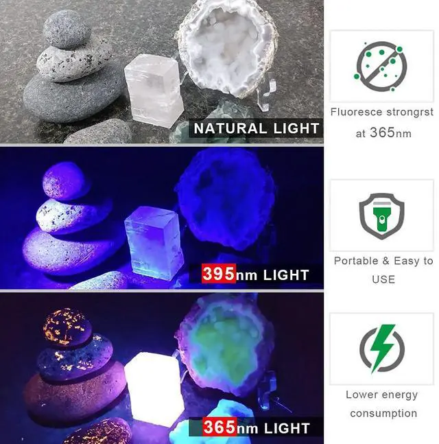 Alt view image 2 of 7 - Black Light Flashlight, 365NM Rechargeable Filtered UV Flashlights with High Power Battery for pet Urine Detection, Resin Curing, Scorpions, Rocks Hunting, Car Leaks