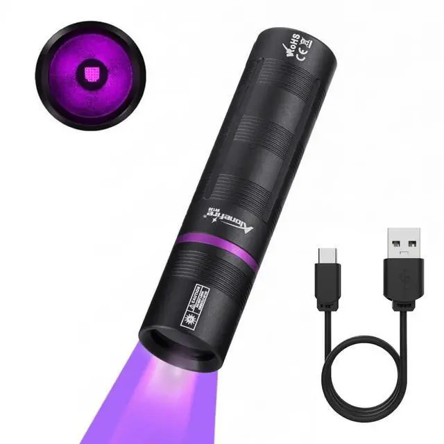 Main image of SV135 Mini 365nm UV Flashlight USB C Rechargeable Blacklight Woods Lamp Money Detector Black Light for Pet Urine Detetector, Minerals, Rocks, AC Leaks with Built-in Battery
