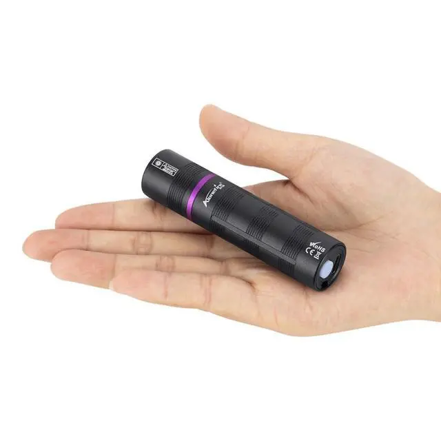 Alt view image 6 of 7 - SV135 Mini 365nm UV Flashlight USB C Rechargeable Blacklight Woods Lamp Money Detector Black Light for Pet Urine Detetector, Minerals, Rocks, AC Leaks with Built-in Battery