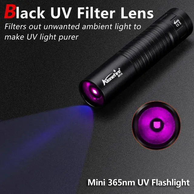 Alt view image 2 of 7 - SV114 Mini 365nm UV Flashlight USB C Rechargeable Black Light Woods Lamp Money Detector for Resin Curing, Pet Urine Detection, Scorpion, Fishing, Minerals, Rocks, Bed Bug, Leaks with Battery