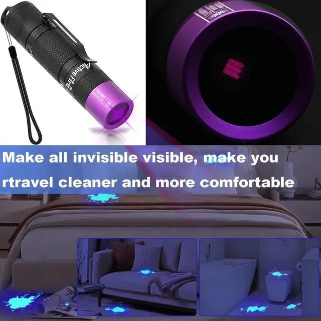 Alt view image 4 of 7 - Mini 365nm UV Flashlight Blacklight Flashlights LED Black Light for Pet UrineDetection, Minerals, Scorpion Hunting, DryStains and Resin Curing
