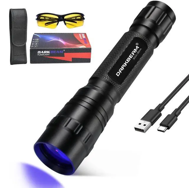 Main image of UV Flashlight 365 nm Light Blacklight, Mini Powerful Woods Lamp USB-C Rechargeable, LED 10W Ultraviolet Flashlights Pocket Pet Urine Detector for Mineral, Uranium Glass, Resin Curing