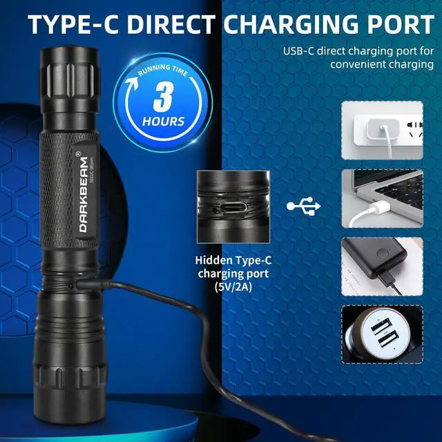 Alt view image 4 of 7 - UV Flashlight 365 nm Light Blacklight, Mini Powerful Woods Lamp USB-C Rechargeable, LED 10W Ultraviolet Flashlights Pocket Pet Urine Detector for Mineral, Uranium Glass, Resin Curing