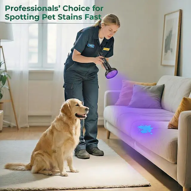 Alt view image 3 of 6 - UV Flashlight Black Light, 100 LED 395 nM Ultraviolet Flashlights UV Blacklight Detector for Dog Urine, Pet Stains