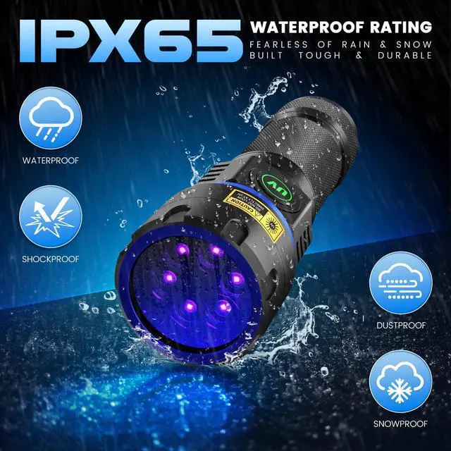 Alt view image 6 of 6 - UV Flashlight 365nm Black Light, 6xLED Rechargeable Powerful Blacklight 60W Woods lamp, Ultraviolet Lights for Rock, Blood Tracking, Pet Urine, Uranium Glass, Scorpion, Resin Curing