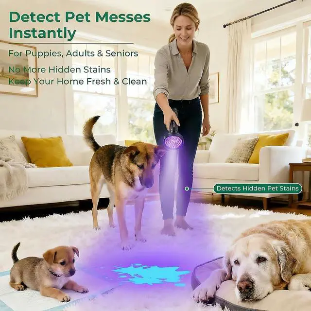 Alt view image 4 of 6 - UV Flashlight Black Light, 100 LED 395 nM Ultraviolet Flashlights UV Blacklight Detector for Dog Urine, Pet Stains