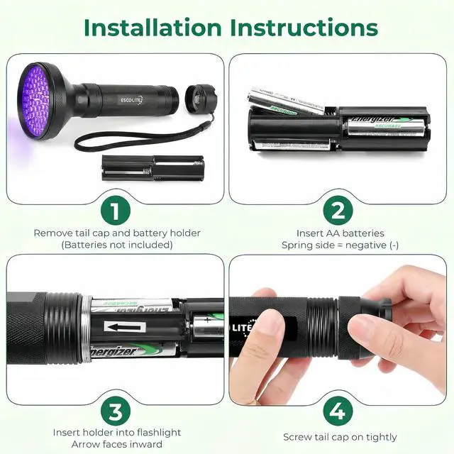 Alt view image 6 of 6 - UV Flashlight Black Light, 100 LED 395 nM Ultraviolet Flashlights UV Blacklight Detector for Dog Urine, Pet Stains
