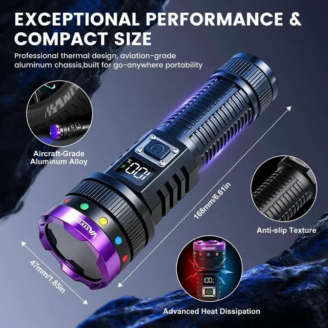 Alt view image 7 of 7 - 365nm UV Light Rechargeable with Filter Lens, 30W Black Light UV Flashlight Powerful with LCD Display, Strong Ultraviolet Blacklight for Resin Curing, Pet Urine Detection, Rocks, Scorpion,etc
