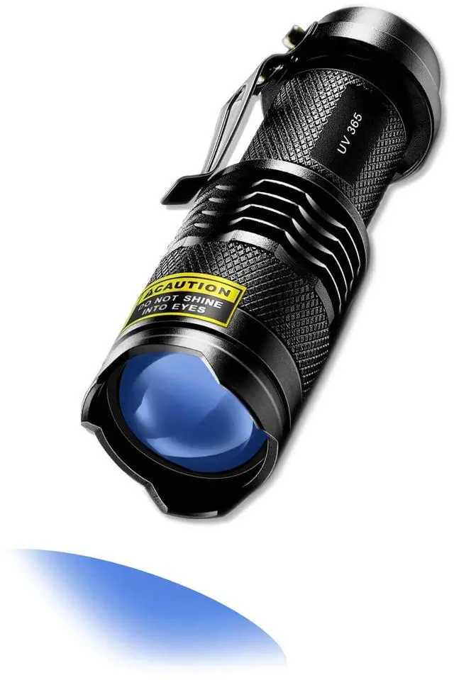 Main image of Mini UV Flashlight 365nm - Lightweight, Portable, and Zoomable, Ideal for Detecting Anti-counterfeiting, Fluorescent Agents, and More - Batteries Not Included