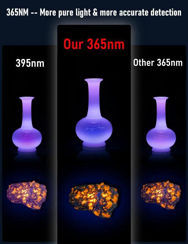 Alt view image 3 of 6 - 365nm UV Flashlight Mini, Ultraviolet Small Black Light Flash Lights USB C Rechargeable, Portable Handheld LED Blacklight for Pet Urine Detection Scorpion Resin Curing