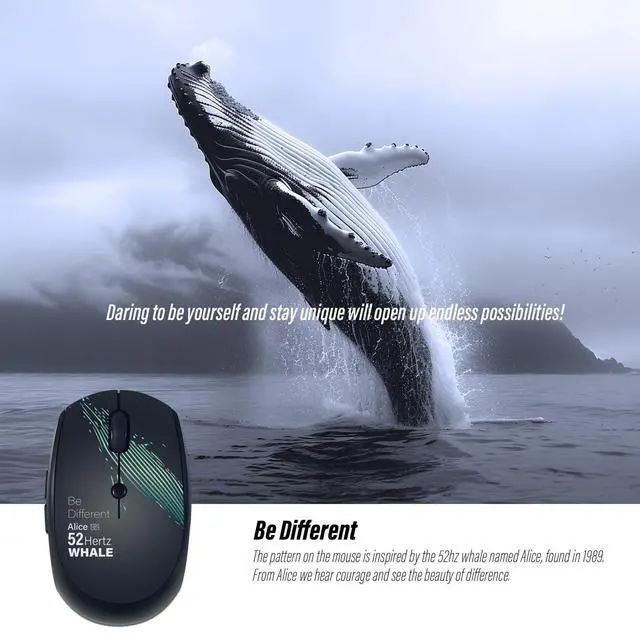 Alt view image 2 of 7 - Wireless Mouse (Bluetooth+2.4G) Rechargeable Portable Silent Computer Mouse with Quiet Click and 3 DPI for Laptop/PC/Mac/MacBook/Chromebook/Surface Pro/iPad/Tablet (Whale1)