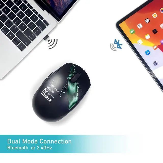 Alt view image 3 of 7 - Wireless Mouse (Bluetooth+2.4G) Rechargeable Portable Silent Computer Mouse with Quiet Click and 3 DPI for Laptop/PC/Mac/MacBook/Chromebook/Surface Pro/iPad/Tablet (Whale1)