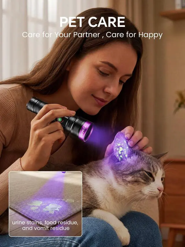Alt view image 6 of 7 - 20W 365nm UV Flashlight Rechargeable,5000mAh Black Light Flashlight,Powerful Ultraviolet Blacklight,UV Lamp for Pet Urine Detection,Scorpion,Resin Curing,Yooperlite,Blood Tracking,Hotel hygiene,ACLeak