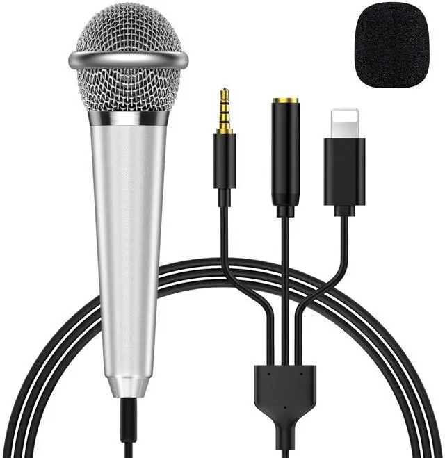 Main image of 2-in-1 Mini Microphone for Android, iPhone 15, Laptop and PC, Portable Mini Mic for Vlogging, Karaoke, Video Recording with USB C & 3.5mm Jack (Lightning)