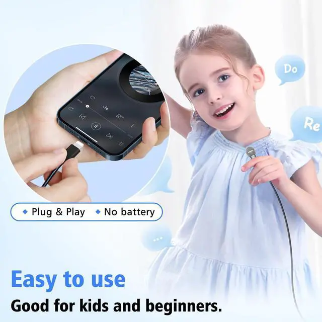 Alt view image 5 of 7 - 2-in-1 Mini Microphone for Android, iPhone 15, Laptop and PC, Portable Mini Mic for Vlogging, Karaoke, Video Recording with USB C & 3.5mm Jack (Lightning)