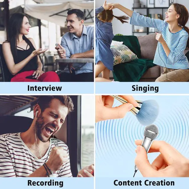 Alt view image 6 of 7 - 2-in-1 Mini Microphone for Android, iPhone 15, Laptop and PC, Portable Mini Mic for Vlogging, Karaoke, Video Recording with USB C & 3.5mm Jack (Lightning)