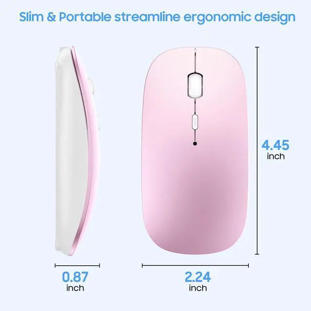 Alt view image 5 of 7 - Bluetooth Mouse,Slim Rechargeable Silent Mouse with Jiggler Mode for MacBook pro MacBook Air/iPhone/ipad/Tablet/Laptop/Notebook,Pink