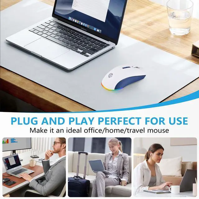 Alt view image 4 of 7 - Wireless Mouse, Rechargeable Mouse, Dual Mode Bluetooth 5.2 + 2.4G USB Silent Slim Mouse, Wireless Mouse for MacBook Air, Laptop, PC, Windows RGB, Ergonomic, Portable, 1600 DPI Bluetooth Mouse.