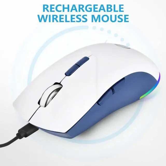 Alt view image 7 of 7 - Wireless Mouse, Rechargeable Mouse, Dual Mode Bluetooth 5.2 + 2.4G USB Silent Slim Mouse, Wireless Mouse for MacBook Air, Laptop, PC, Windows RGB, Ergonomic, Portable, 1600 DPI Bluetooth Mouse.