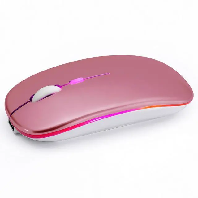 Main image of Wireless Bluetooth Mouse Rechargeable Long Lasting Dual Mode - BT 5.2 & 2.4G Silent RGB LED Mice, Slim Portable Ergonomic Mouse for Laptop/PC/Tablet/MacBook/iPad/Apple Devices(Rose Gold)