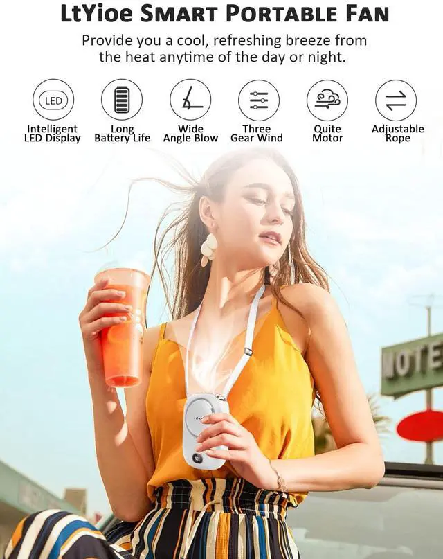 Alt view image 2 of 7 - Mini Fan Mini Handheld Fan Portable Fans USB Rechargeable, Personal Desk Fan Multifunctional with Strong Airflow, LED Smart Display and 3 Speed Adjustable for Outdoor Beach Home(White)