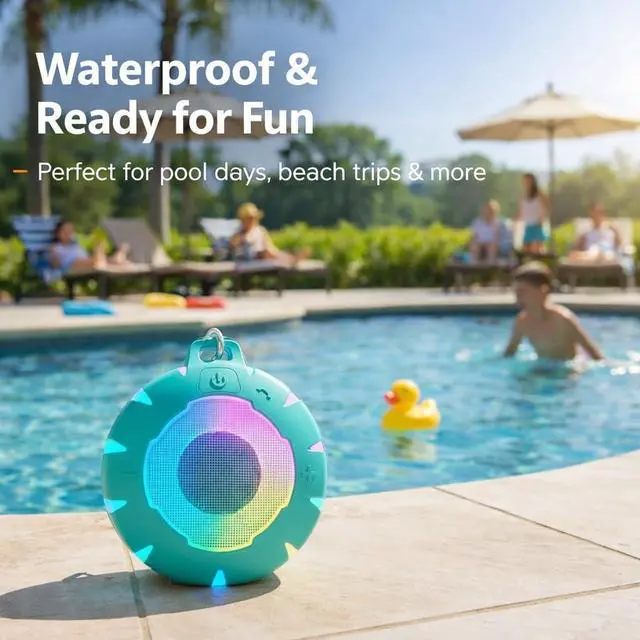 Alt view image 3 of 7 - Waterproof Shower Bluetooth Speaker, Durable & Portable with Clear Sound, Ideal for Shower, Pool, Beach & Kayaking Great Gift for Girls, Women & Men