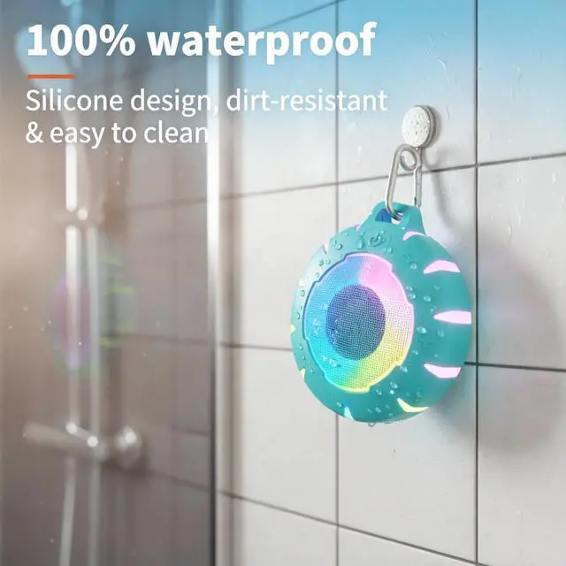 Alt view image 6 of 7 - Waterproof Shower Bluetooth Speaker, Durable & Portable with Clear Sound, Ideal for Shower, Pool, Beach & Kayaking Great Gift for Girls, Women & Men