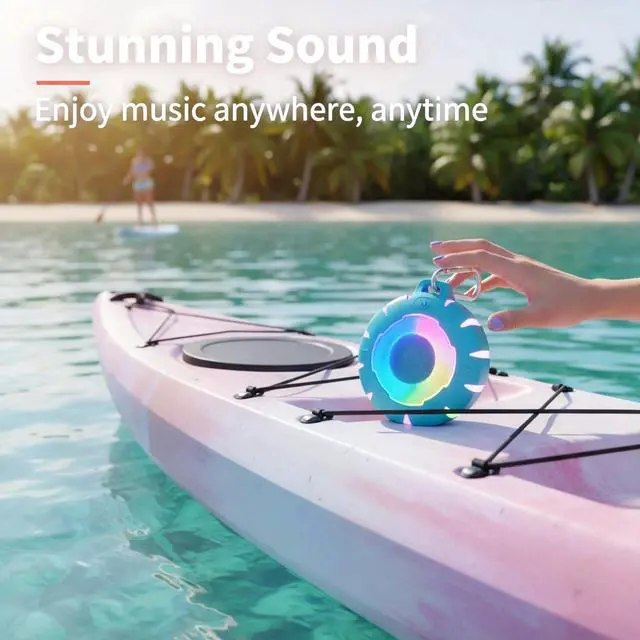 Alt view image 5 of 7 - Waterproof Shower Bluetooth Speaker, Durable & Portable with Clear Sound, Ideal for Shower, Pool, Beach & Kayaking Great Gift for Girls, Women & Men