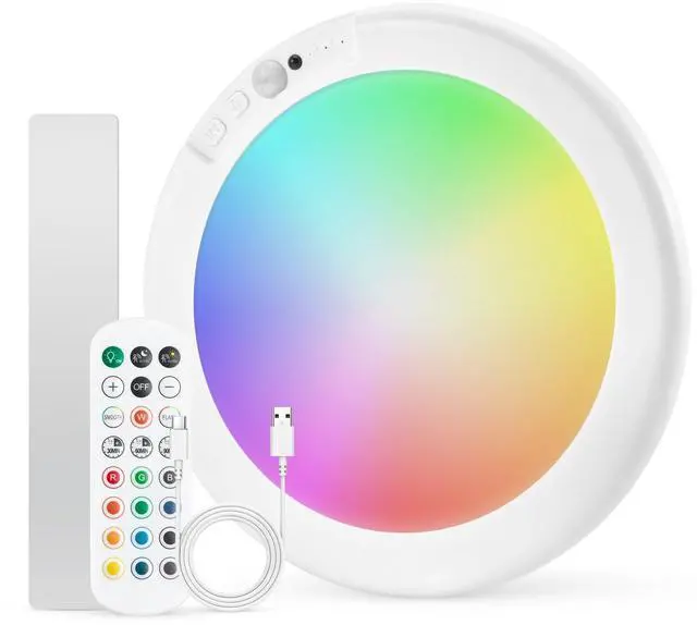 Main image of Rechargeable RGB Ambient Shower Light Waterproof Inside, LED 13 Color Changing Mood Lighting for Bathroom Cordless Battery Operated Stick on Ceiling Lamp with Remote for Bathtub Bedroom