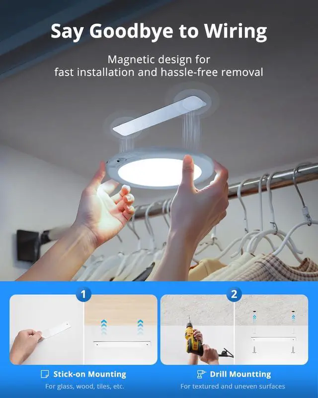 Alt view image 6 of 7 - Rechargeable RGB Ambient Shower Light Waterproof Inside, LED 13 Color Changing Mood Lighting for Bathroom Cordless Battery Operated Stick on Ceiling Lamp with Remote for Bathtub Bedroom
