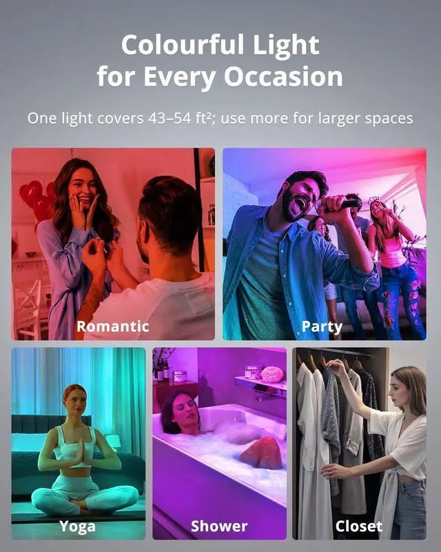 Alt view image 7 of 7 - Rechargeable RGB Ambient Shower Light Waterproof Inside, LED 13 Color Changing Mood Lighting for Bathroom Cordless Battery Operated Stick on Ceiling Lamp with Remote for Bathtub Bedroom