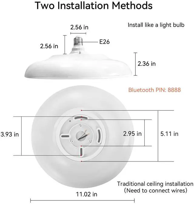 Alt view image 4 of 7 - Smart Waterproof LED Flush Mount Ceiling Light Fixture,with Bluetooth Speaker,11 Inch,18 watt,Dimmable Music Lamp,RGB Color Changing Light with Remote Control,for Bathroom,Shower,Bedroom