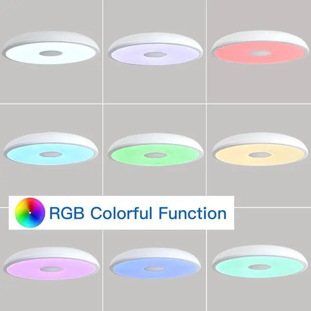 Alt view image 5 of 7 - Smart Waterproof LED Flush Mount Ceiling Light Fixture,with Bluetooth Speaker,11 Inch,18 watt,Dimmable Music Lamp,RGB Color Changing Light with Remote Control,for Bathroom,Shower,Bedroom